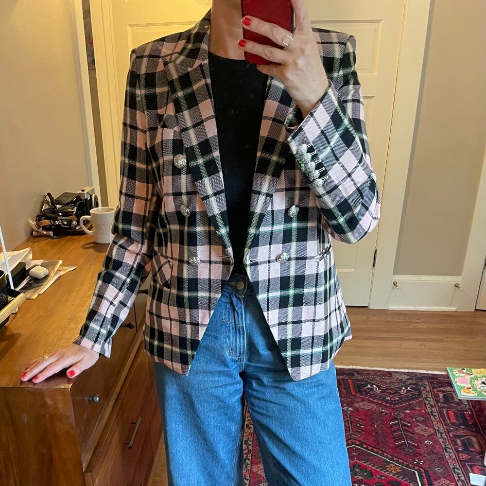 Veronica Beard Pink and Black Plaid Blazer - Great Condition!